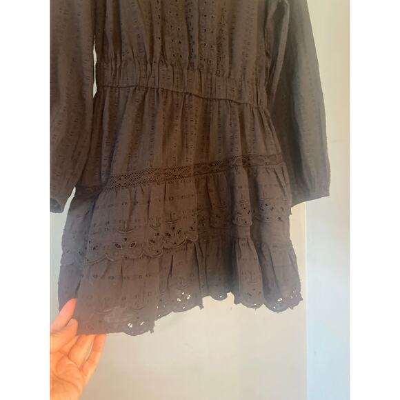 Zara- black long sleeve cotton dress size Medium - Picture 3 of 3